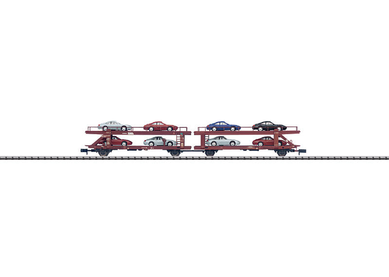 Minitrix Trix Spur N 15356 Autotransporter mit Porsche Beladung