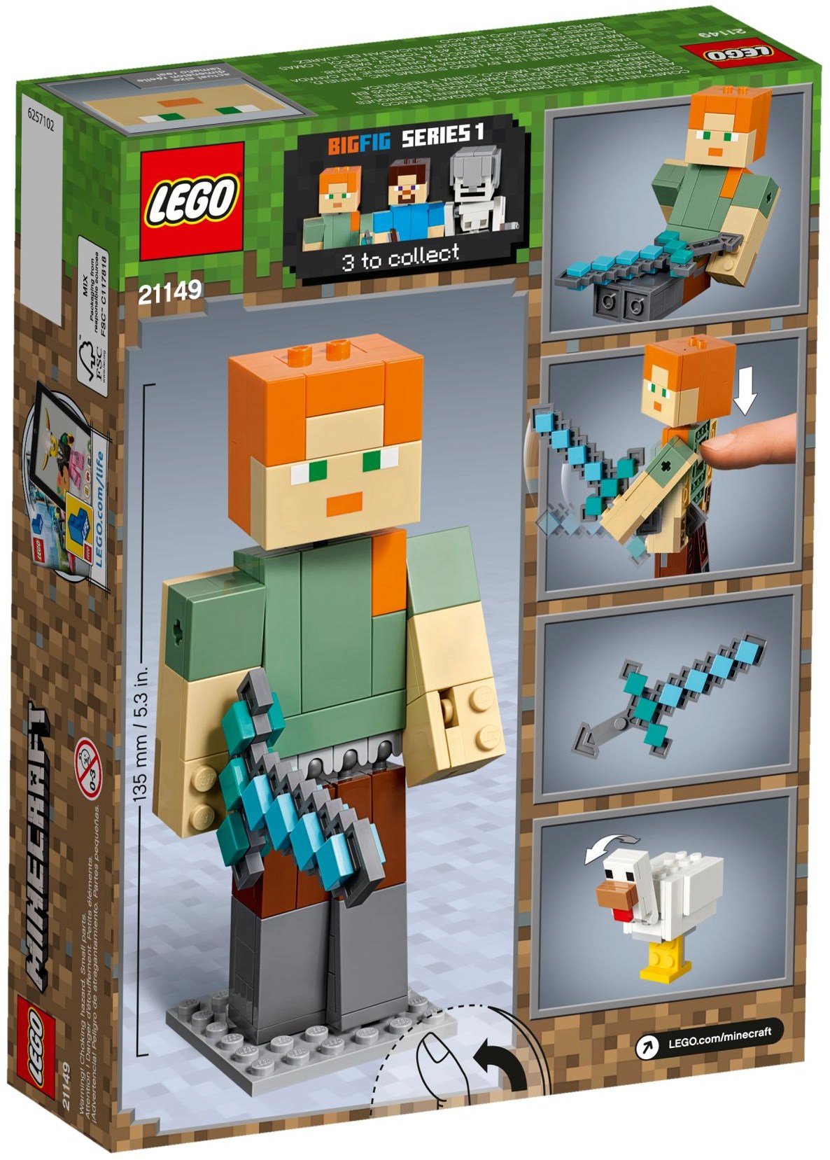 LEGO Minecraft 21149 BigFig Alex mit Huhn