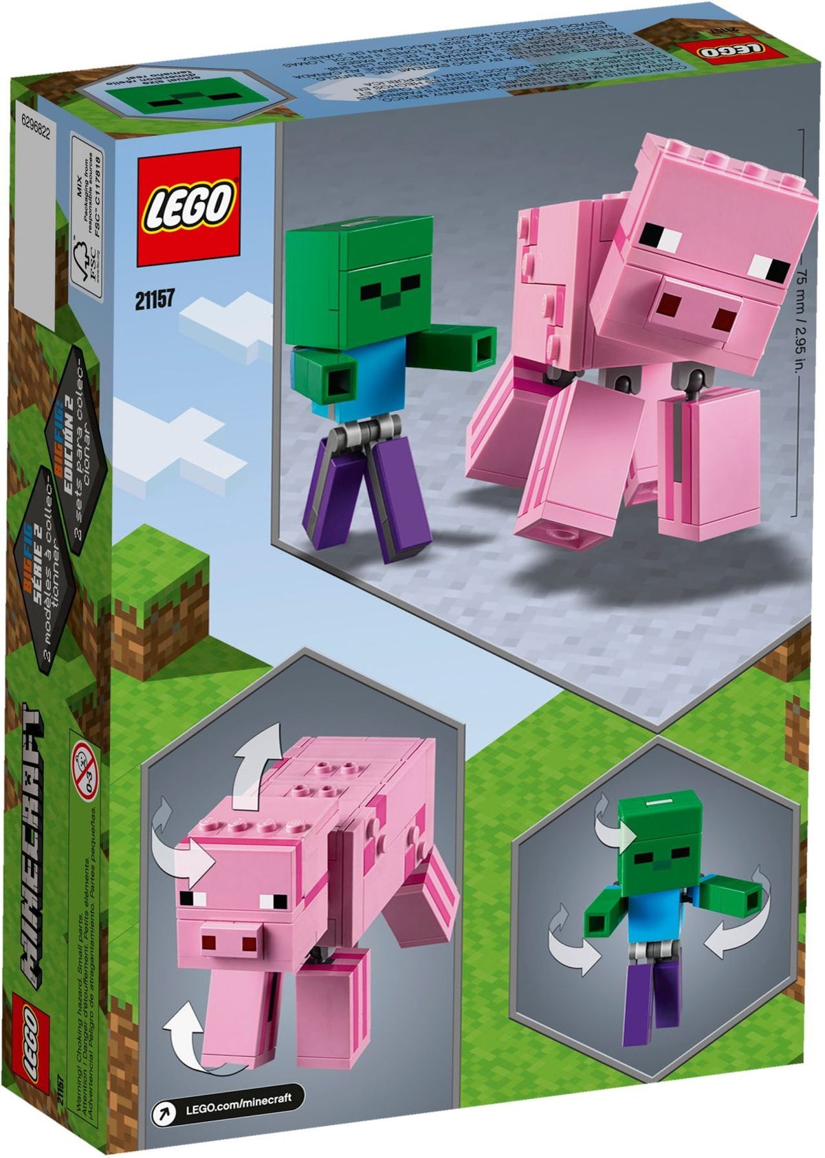 LEGO Minecraft 21157 BigFig Schwein mit Zombiebaby