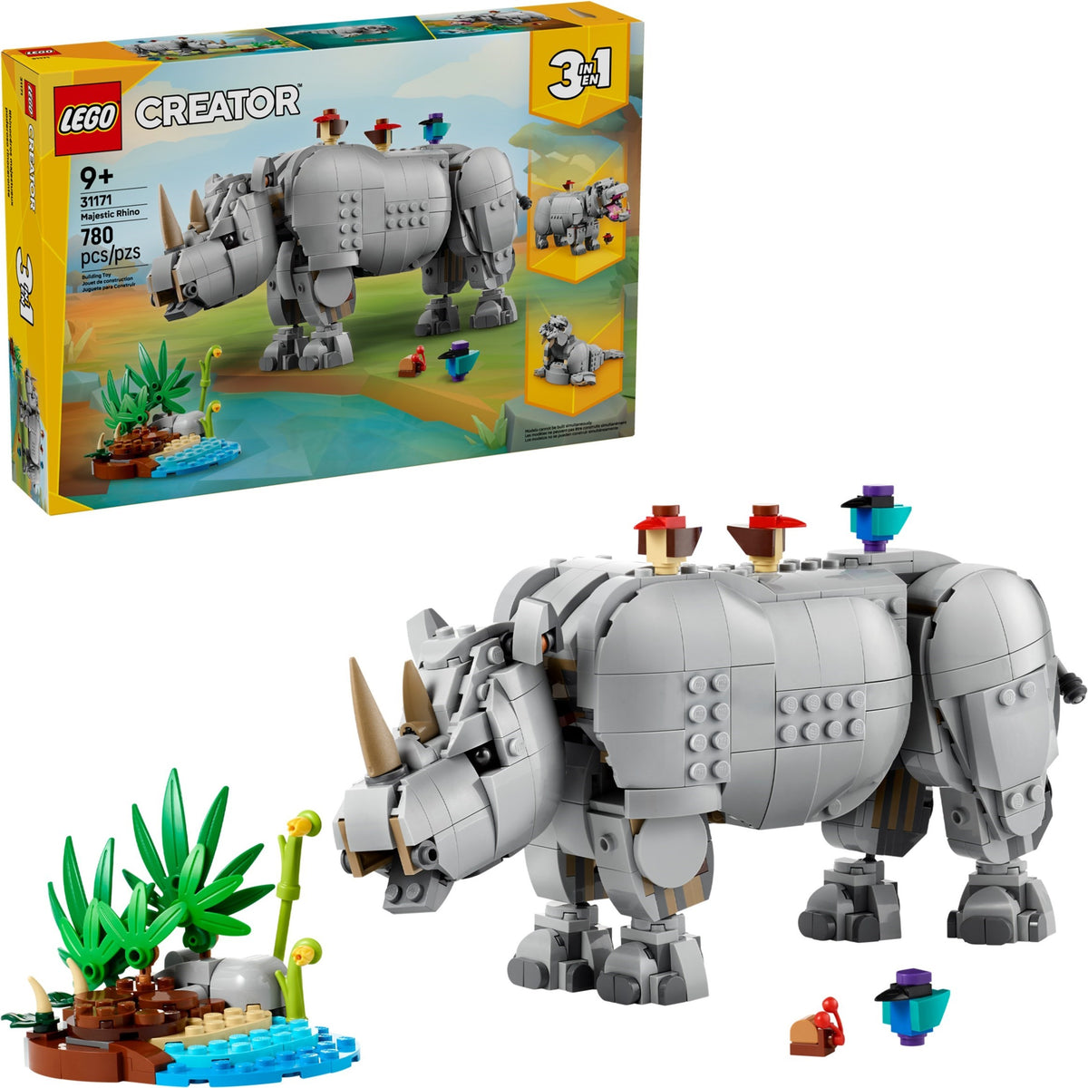LEGO Creator 31171 Wilde Tiere: Prächtiges Nashorn mit Vögeln