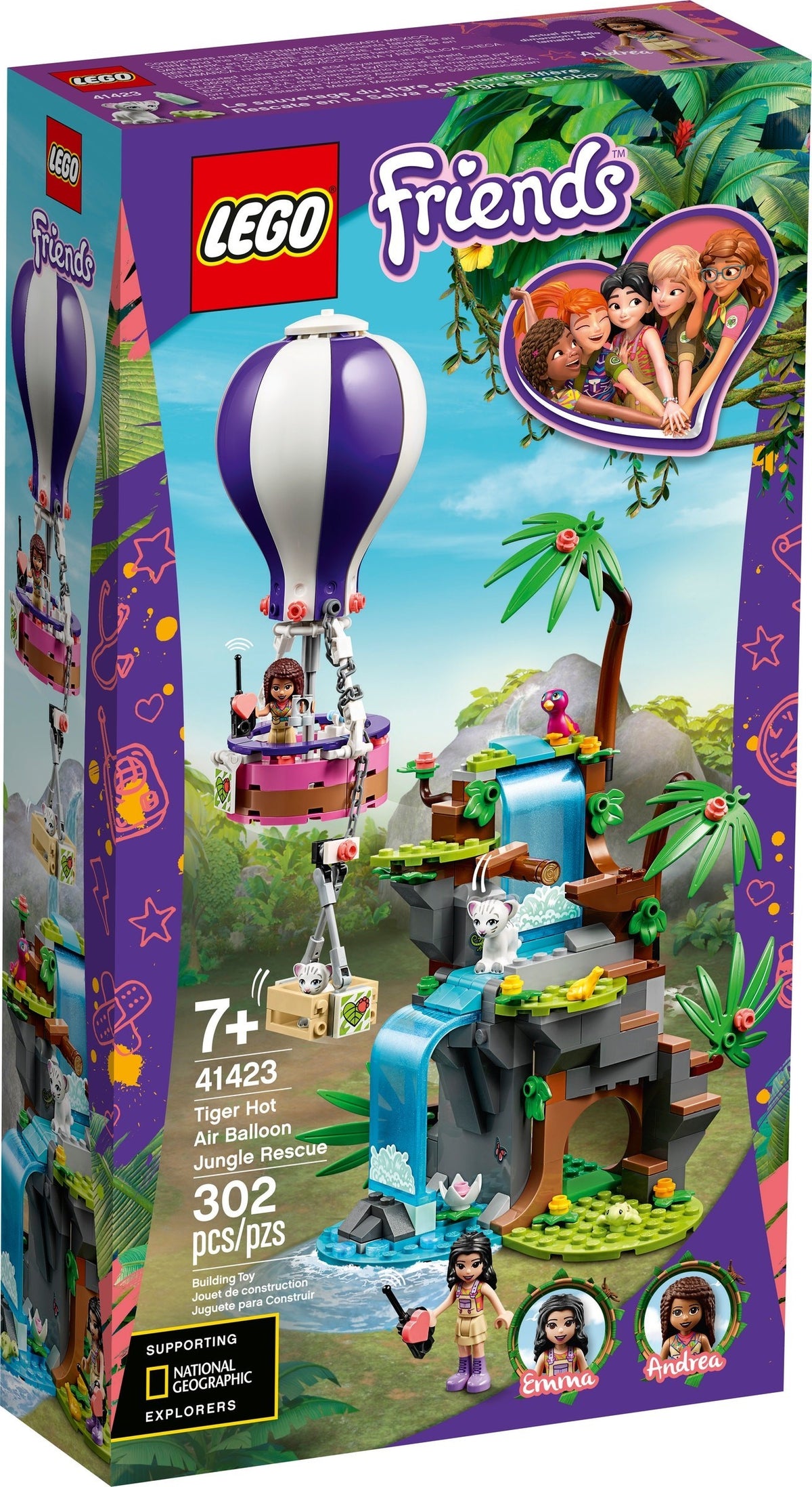 LEGO Friends 41423 Tiger-Rettung mit Heißluftballon