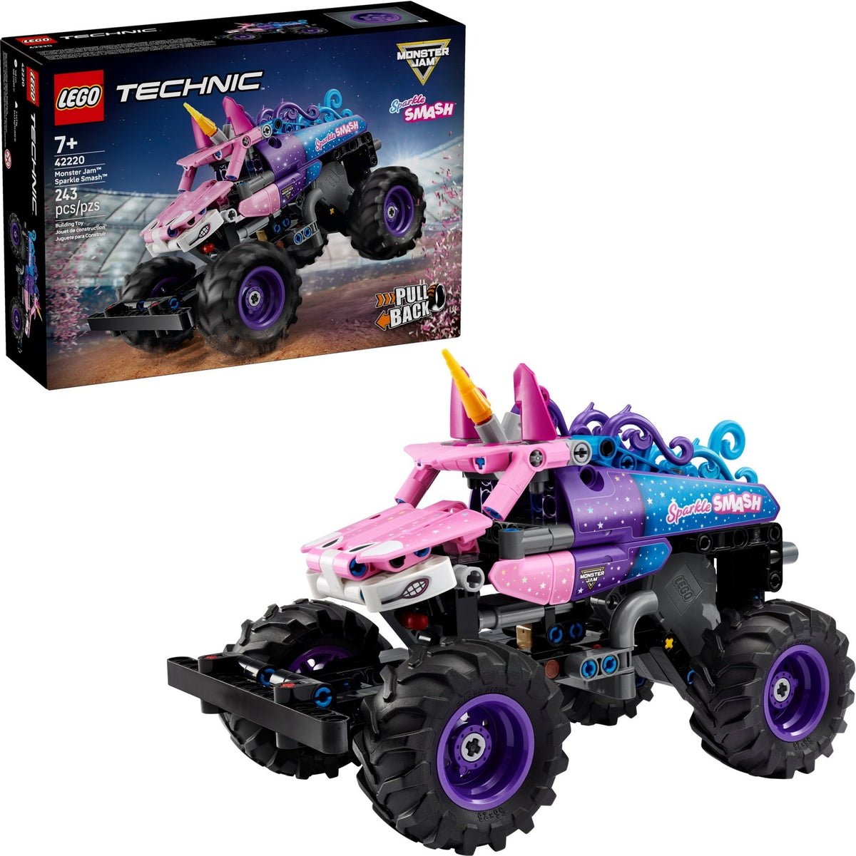 LEGO Technic 42220 Monster Jam Sparkle Smash mit Rückziehmotor