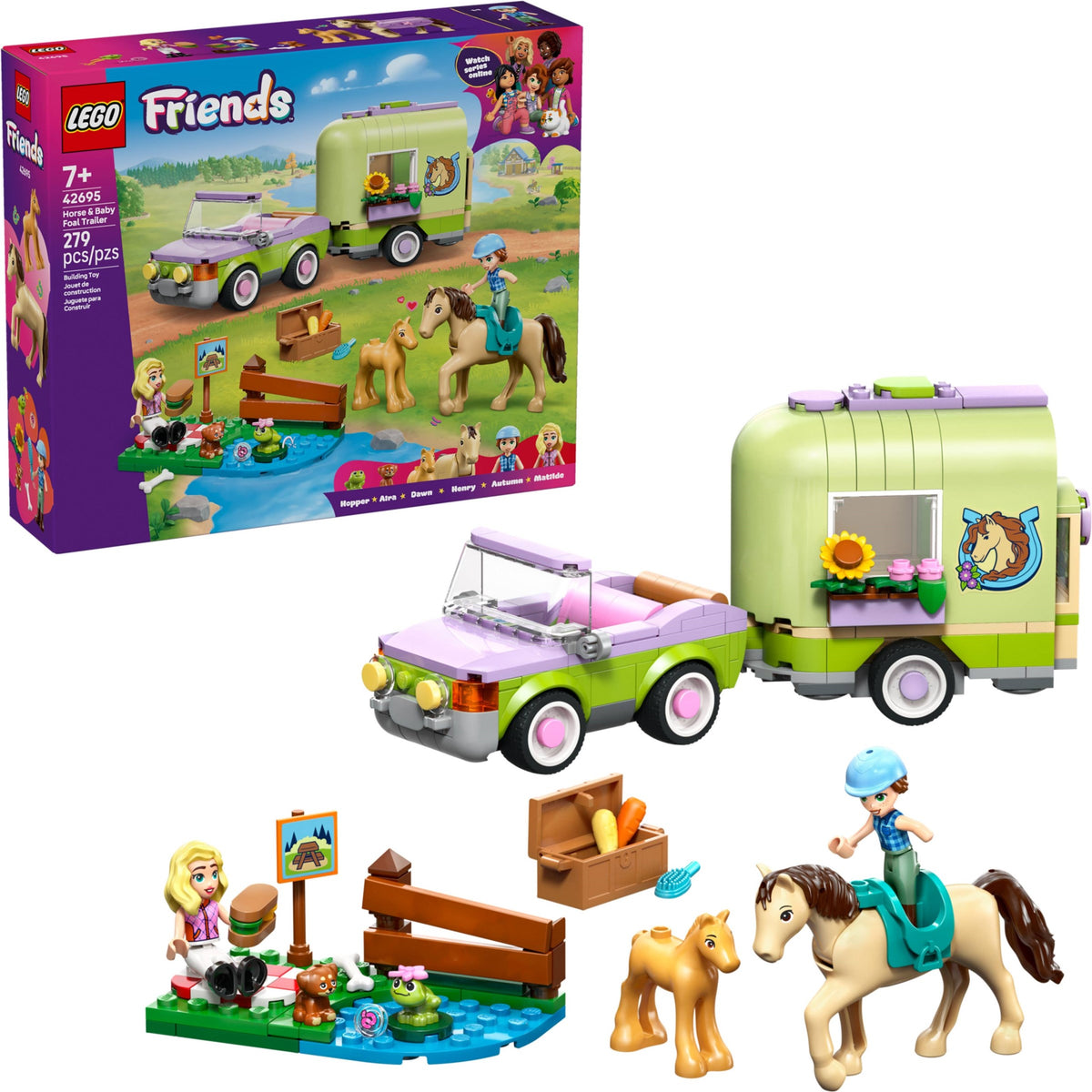 LEGO Friends 42695 Pferd und Fohlen mit Pferdeanhänger