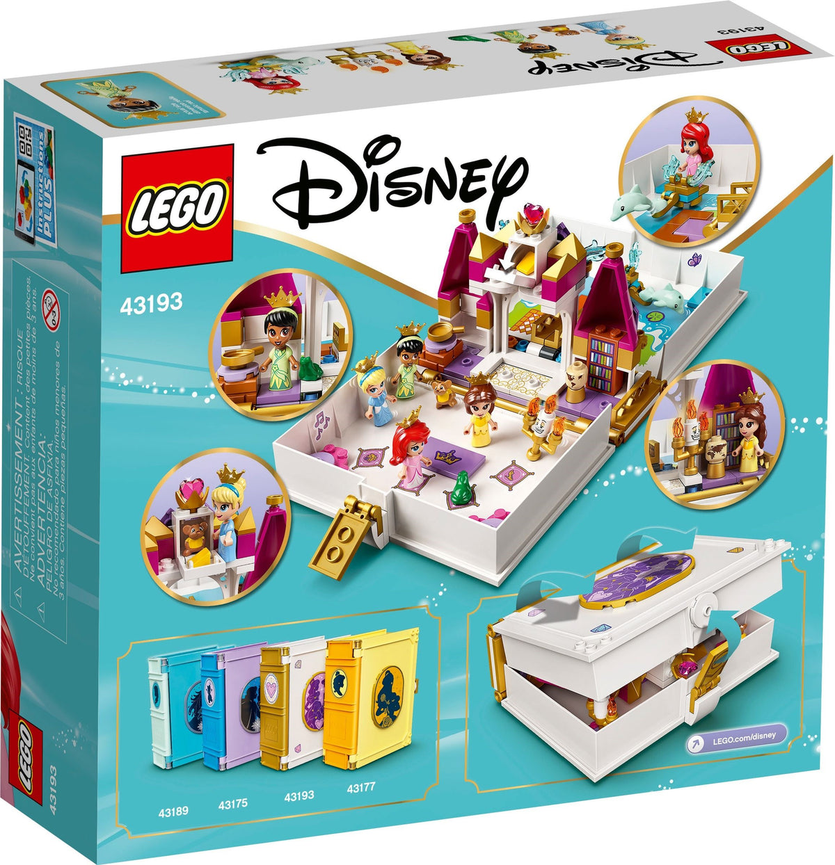 LEGO Disney 43193 Märchenbuch Abenteuer mit Arielle, Belle, Cinderella und Tiana