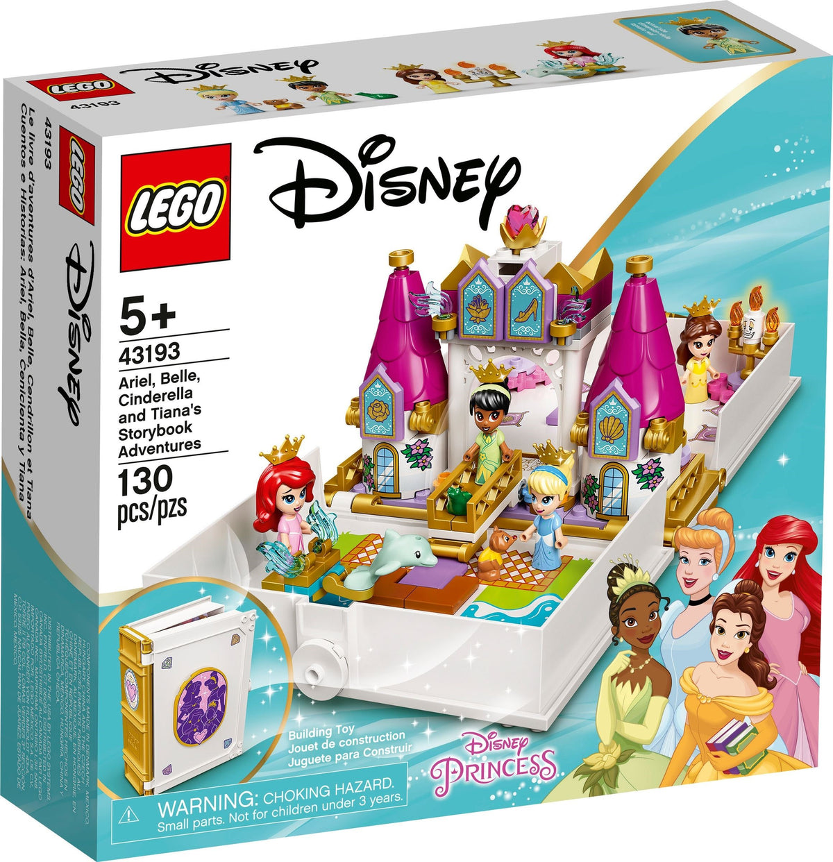 LEGO Disney 43193 Märchenbuch Abenteuer mit Arielle, Belle, Cinderella und Tiana