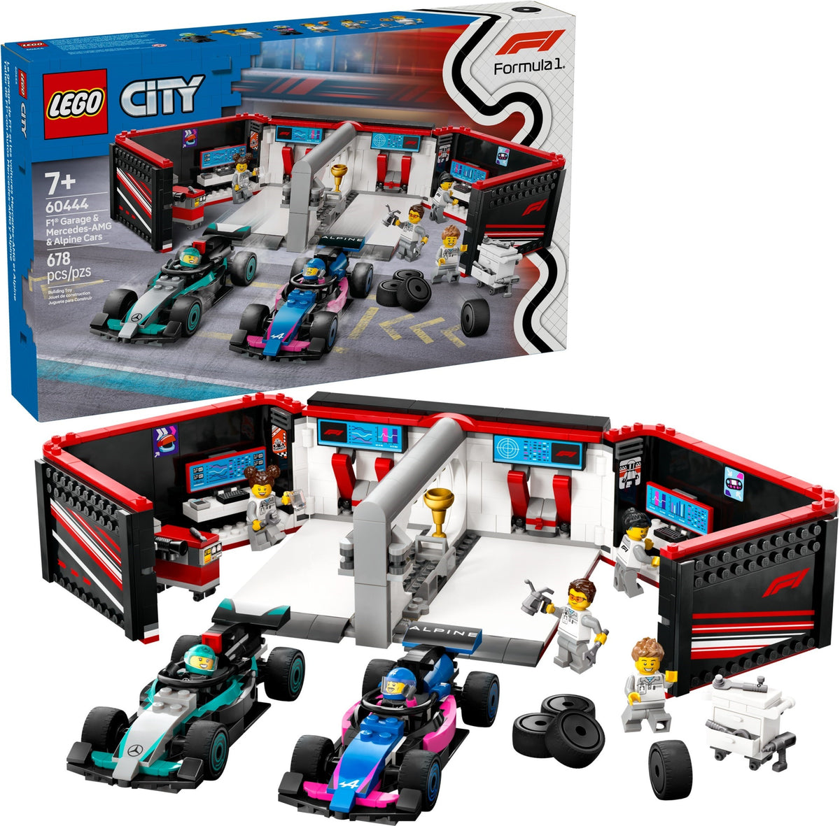 LEGO City 60444 F1 Garage mit Mercedes-AMG & Alpine Rennautos