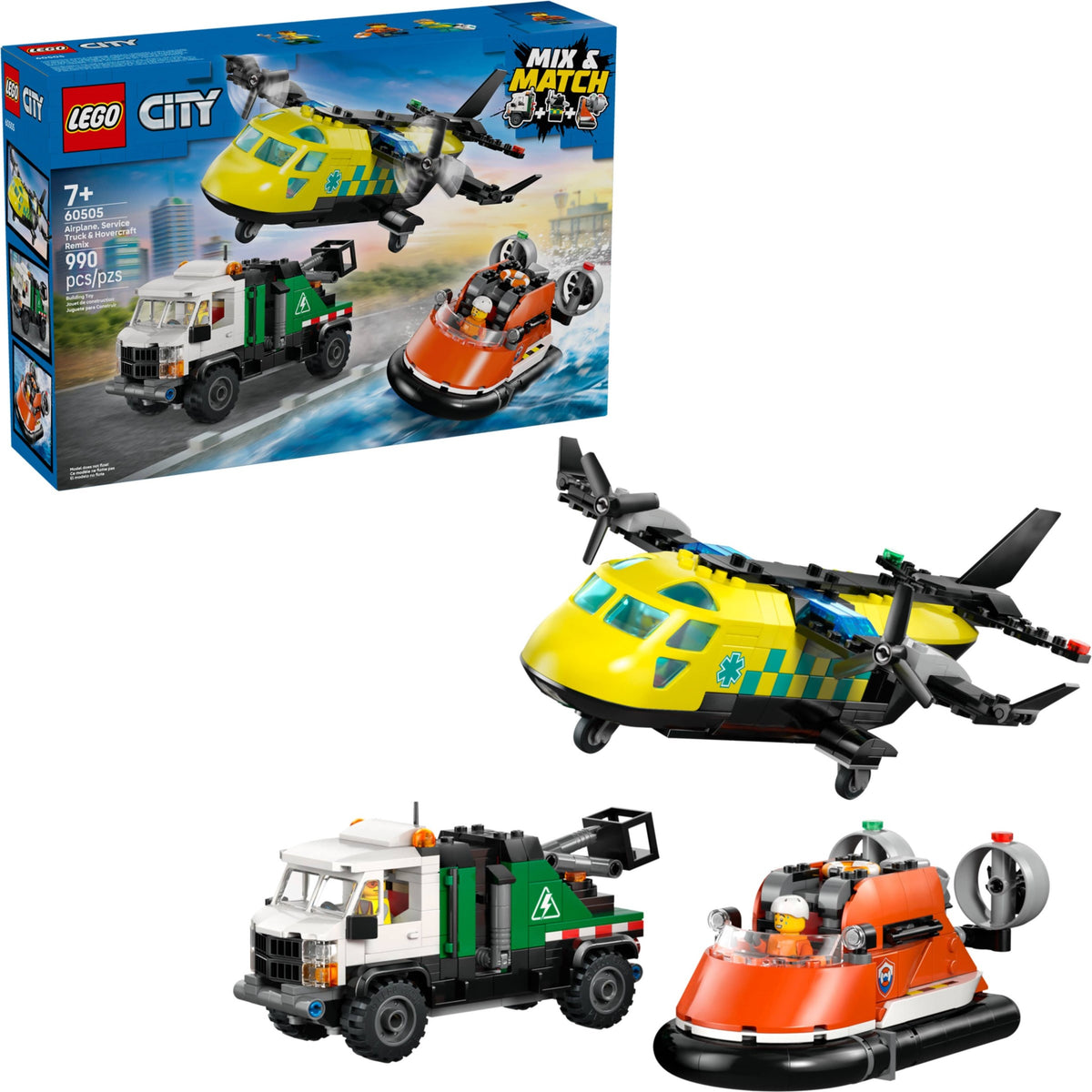 LEGO City 60505 Kombinationsset mit Flugzeug, Wartungsfahrzeug und Luftkissenboot