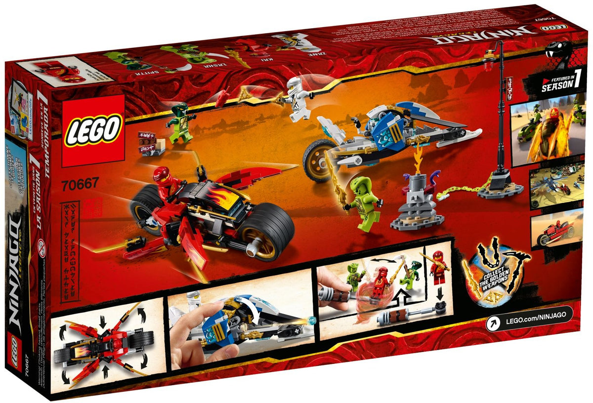 LEGO Ninjago 70667 Kais Feuer-Bike &amp; Zanes Schneemobil
