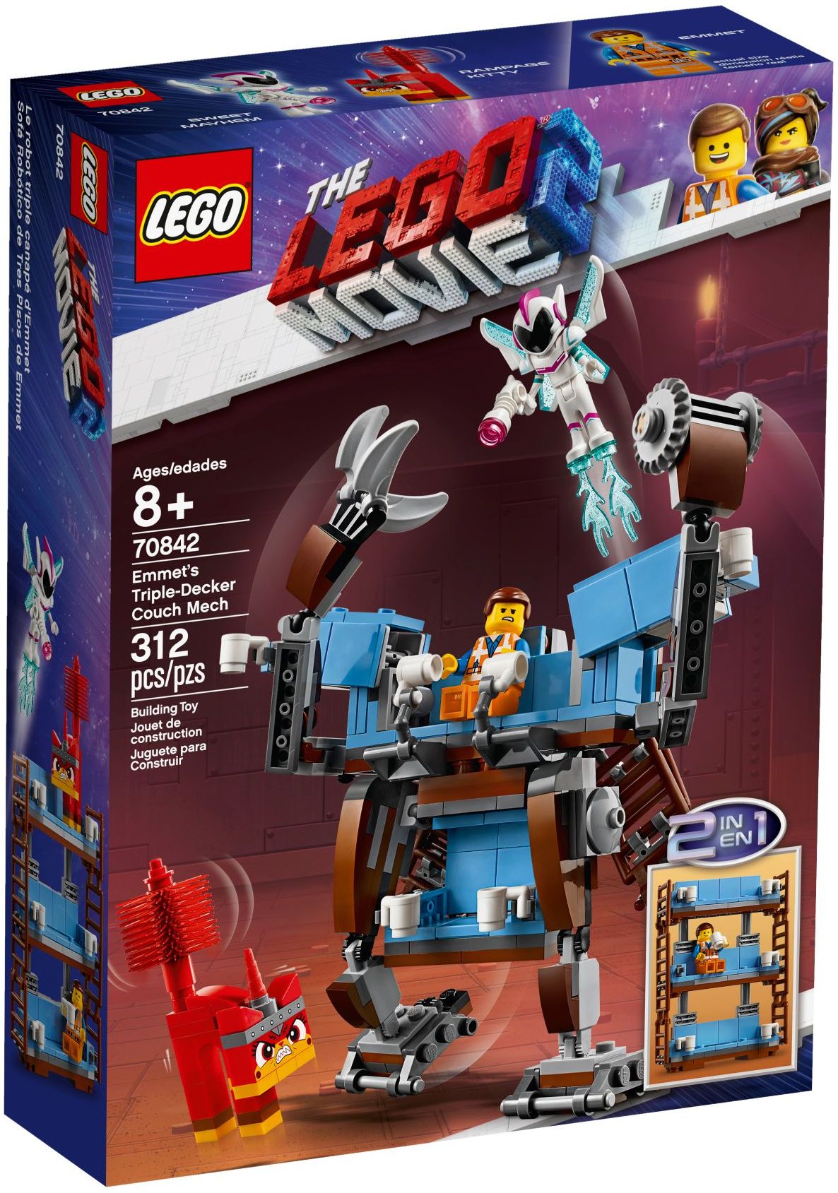 LEGO The Lego Movie 2 - 70842 Emmets Dreifachdecker-Couch Roboter