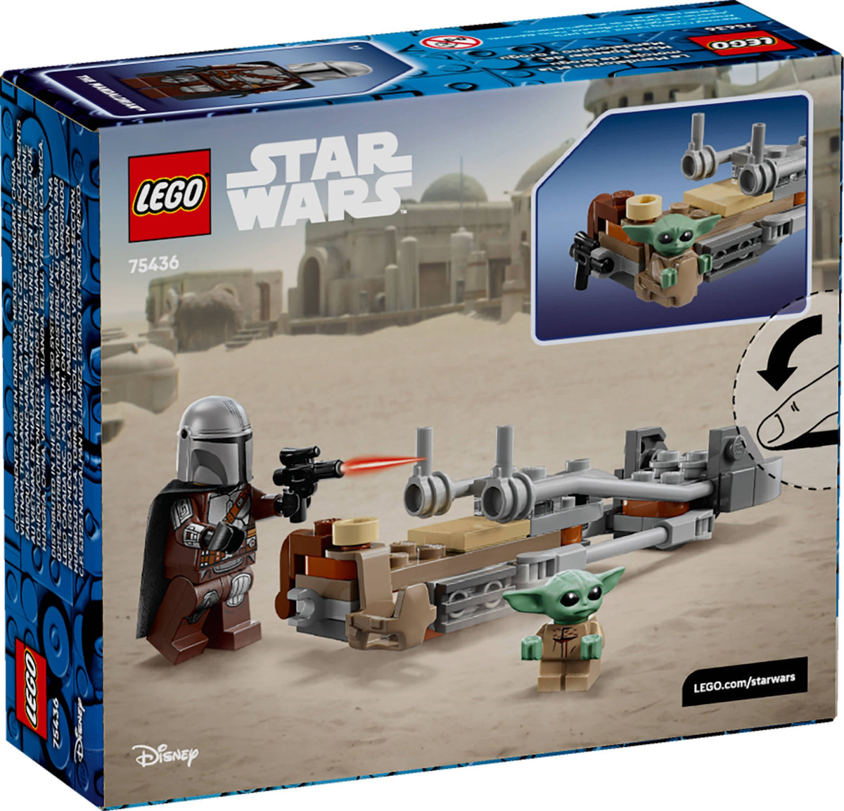 LEGO Star Wars 75436 Der Mandalorianer und Grogu auf ihrem Speeder Bike