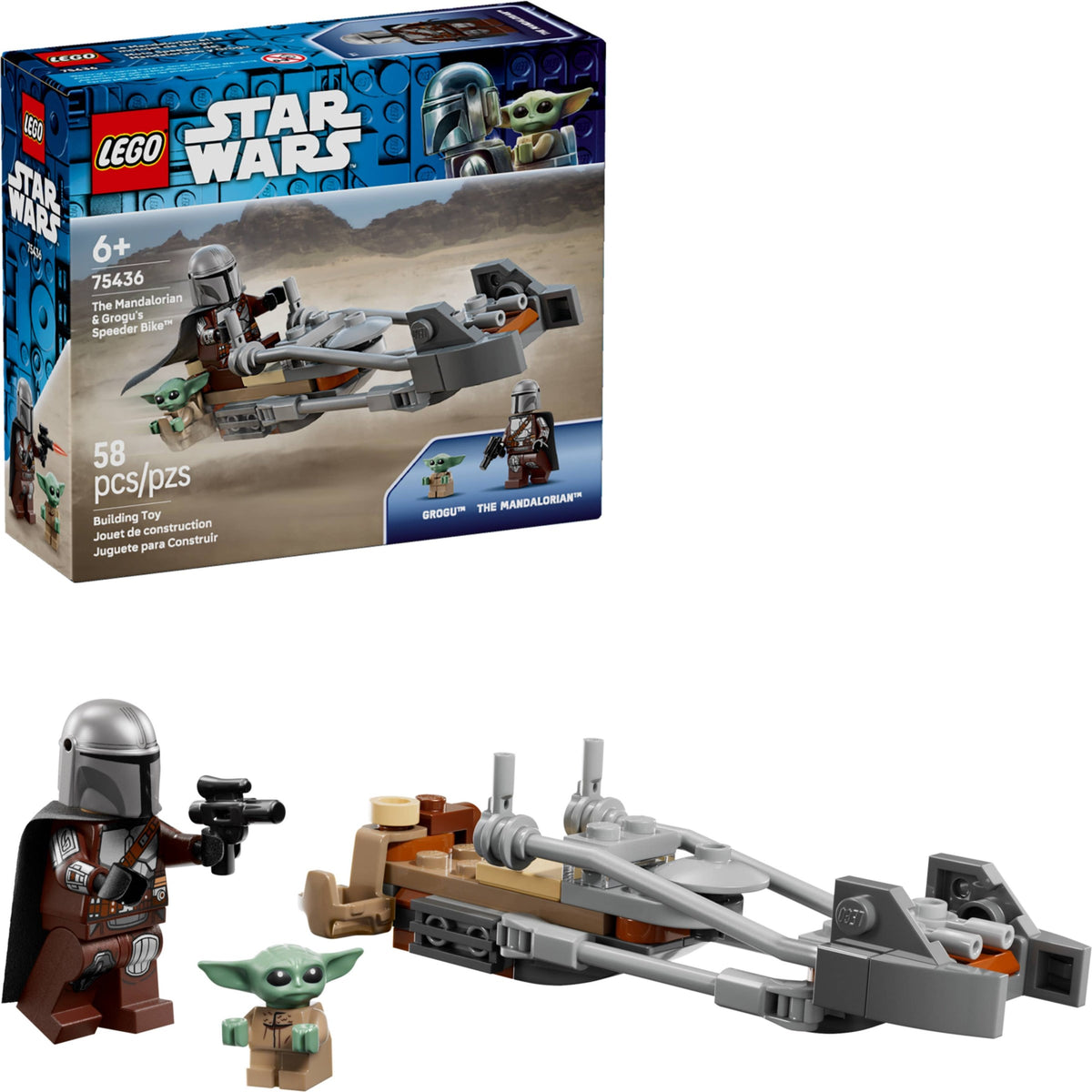LEGO Star Wars 75436 Der Mandalorianer und Grogu auf ihrem Speeder Bike