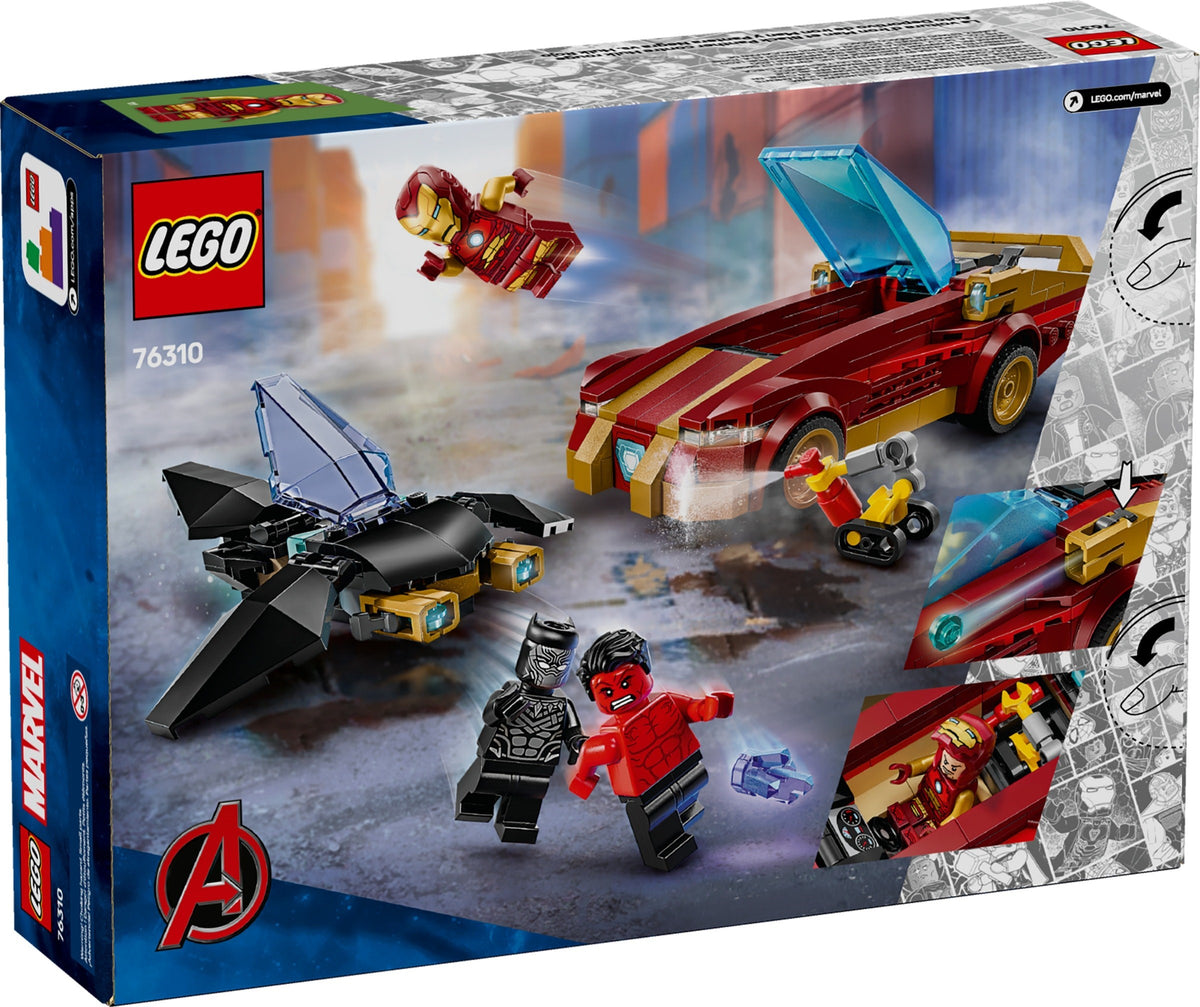 LEGO DC Super Heroes 76310 Iron Man Auto und Black Panther vs. Red Hulk