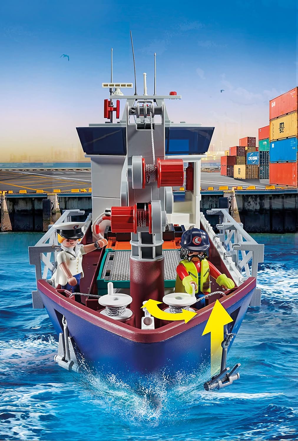 PLAYMOBIL City Action 70769 Großes Containerschiff mit Zollboot