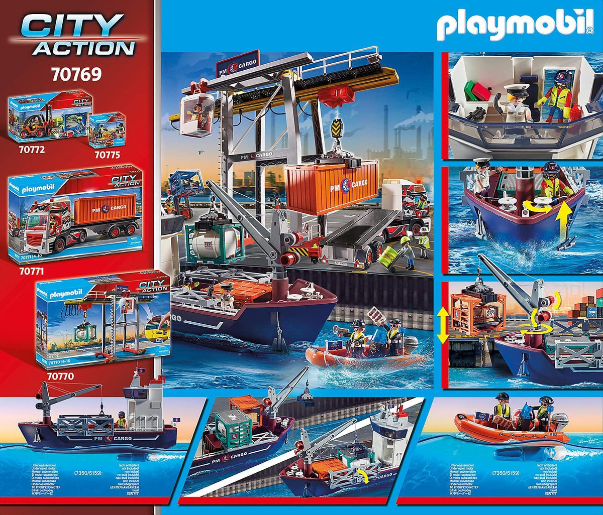 PLAYMOBIL City Action 70769 Großes Containerschiff mit Zollboot