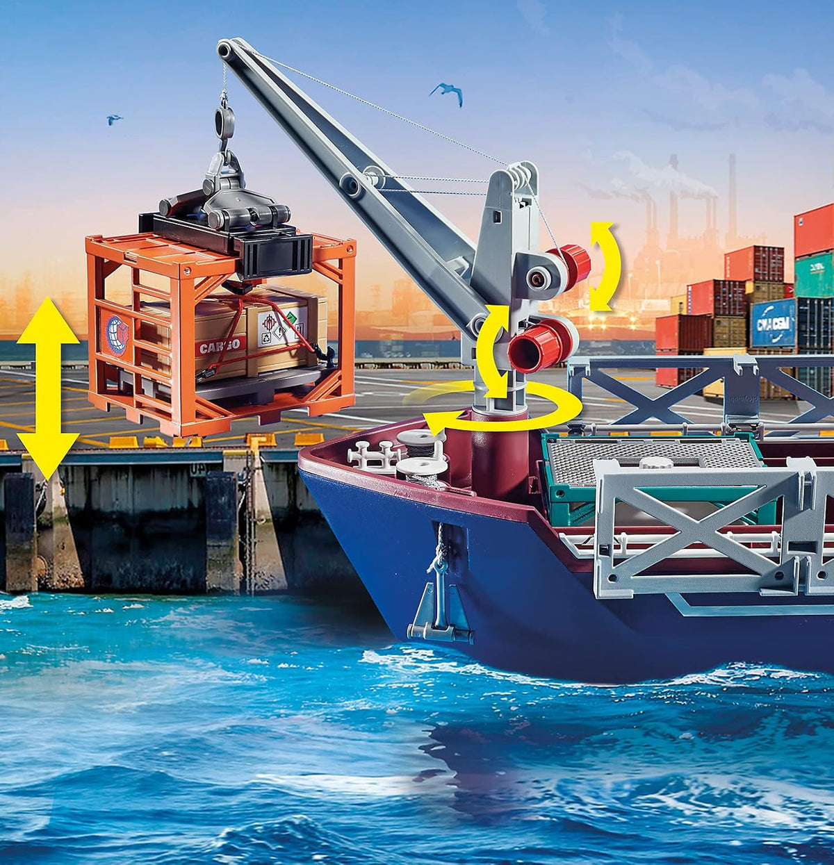 PLAYMOBIL City Action 70769 Großes Containerschiff mit Zollboot